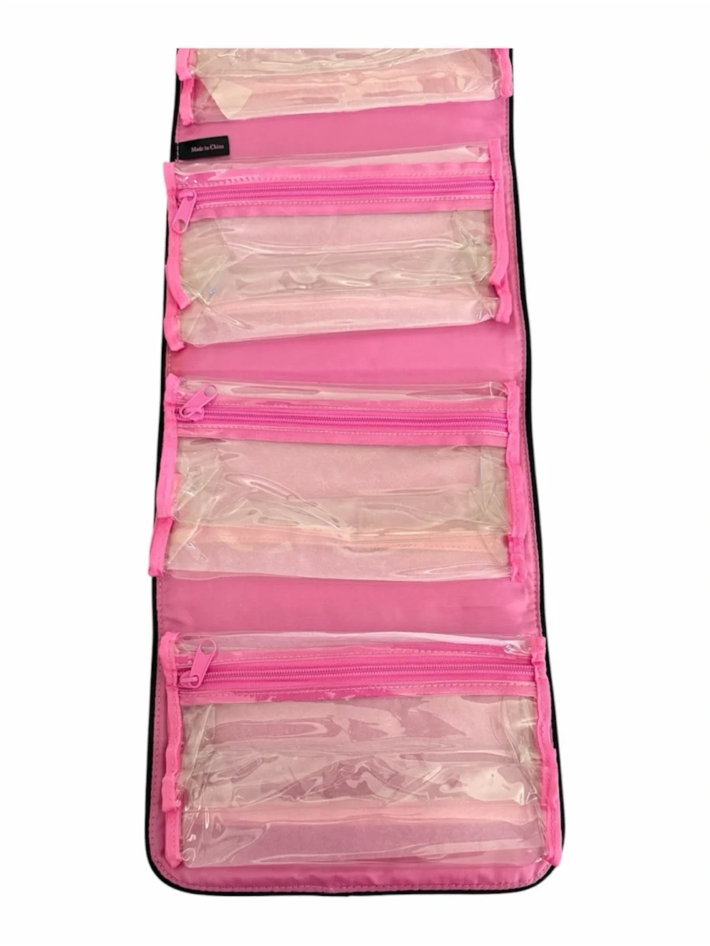 New Mary Kay Black with Pink Trim Hanging Travel Roll Up Bag w/Detachable Bags